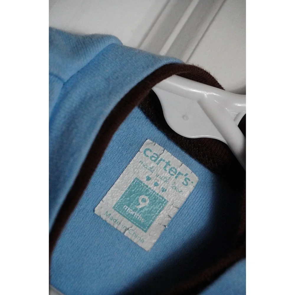 Carter's Long Sleeve Bodysuit 9 Months Puppy Graphic Light Blue